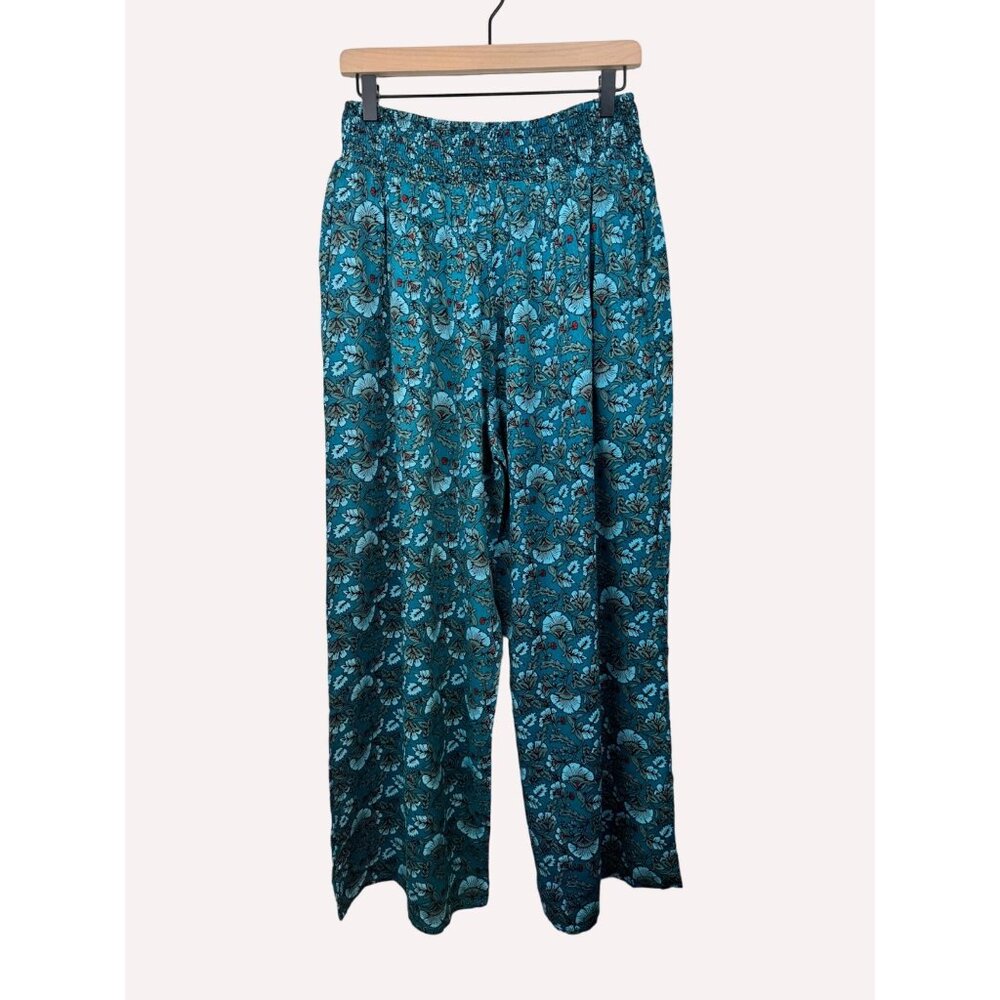Wide-Leg Floral Pants By Band Of The Free - Deep Teal Aqua - Picture 5 of 9